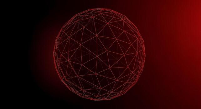 Glowing Red Wireframe Sphere on Black and Red Gradient Background - Abstract Technology Concept, cyberspace photo