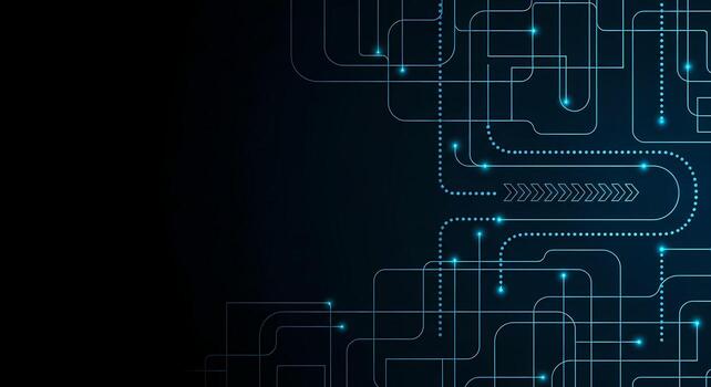 Abstract Digital Network Background with Blue Glowing Lines and Nodes, strategy photo