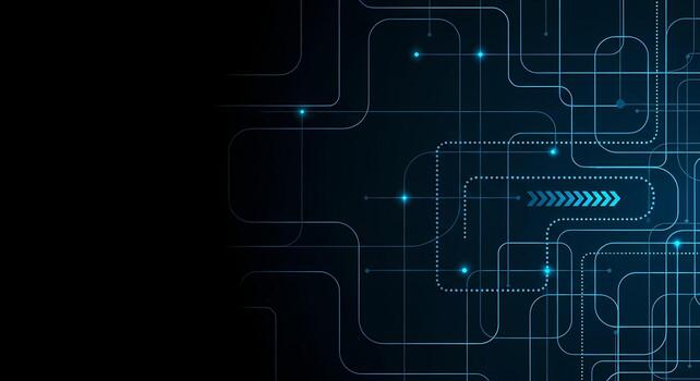 Digital Network Technology Background - Abstract Circuit Board Connections, Data Flow, Futuristic photo