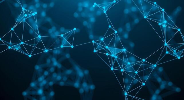 Abstract Blue Network Connections and Nodes Background, Technology Concept, web photo