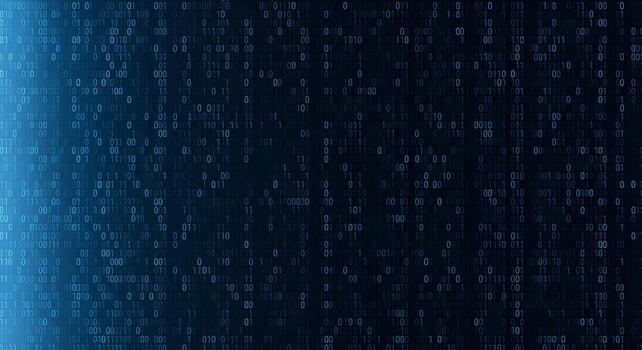 Abstract digital binary code on dark blue background, futuristic concept, digital stream photo
