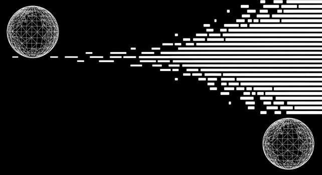 Futuristic Global Network Data Flow with Wireframe Earths on Black Background, science photo