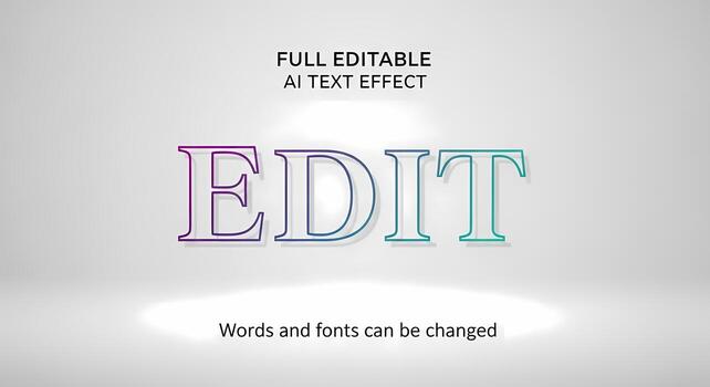 Full Editable AI Text Effect EDIT with gradient outline and shadow, customizable words and fonts, adjustment photo