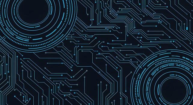 Digital Circuit Board Background - Technology and Data Flow, AI photo