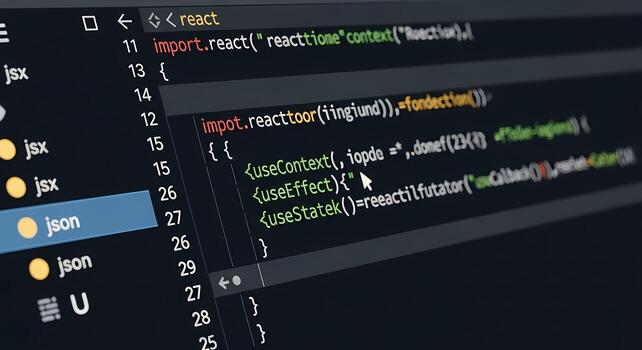 reaccionar código retazo jsx, hijo, manos y contexto en ide para web desarrollo., ui foto