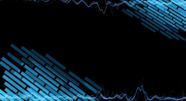 Abstract Futuristic Blue Waveform and Data Block Background on Black Digital Technology Concept photo