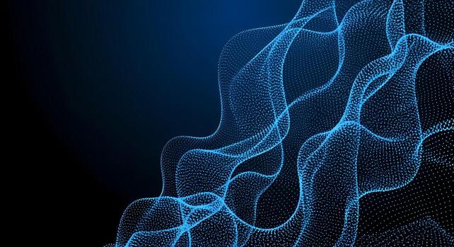 Abstract Blue Particle Wave Form Background Futuristic Digital Data Flow photo