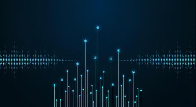 Digital Sound Waveform and Abstract Data Visualization Futuristic Blue Technology Background photo