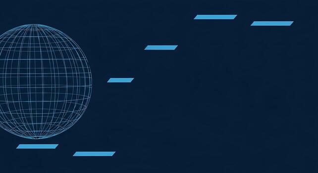 Global Network Connection and Data Analysis with Futuristic Wireframe Globe and Ascending Bars on Dark Blue Background photo