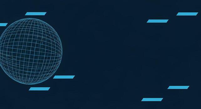 Abstract Blue Wireframe Globe with Floating Lines Futuristic Digital Network Concept photo