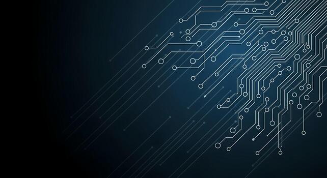 Digital Circuit Board Technology Background with Blue Gradient and White Lines Abstract Futuristic Network Concept photo