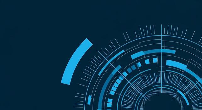 Futuristic Blue Digital Interface HUD Element with Abstract Geometric Circles and Lines on Dark Background photo