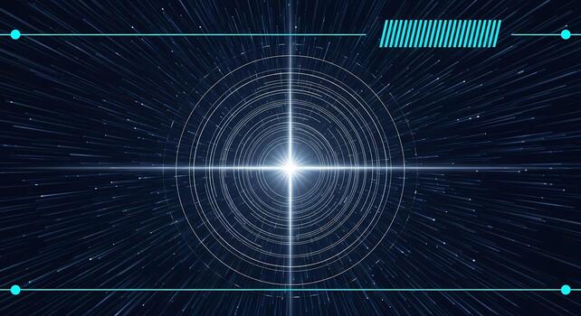 Abstract Futuristic Sci Fi Tunnel Background with Glowing Starburst and Concentric Circles photo