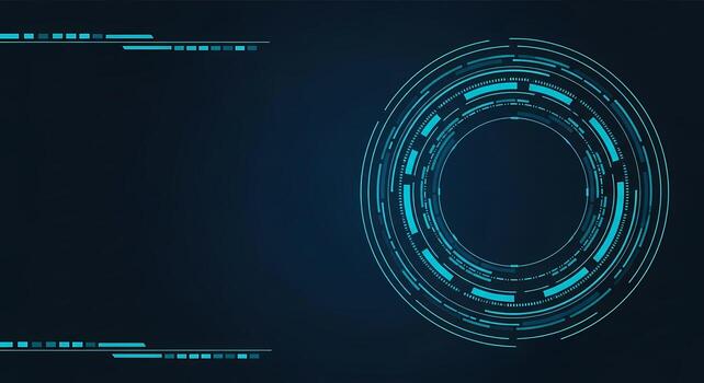 Futuristic Circular Interface Element on Dark Blue Background with Copy Space Technology and Data Visualization Concept photo