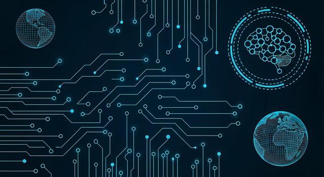 Digital Brain and Global Network Futuristic Technology and Artificial Intelligence Concept photo
