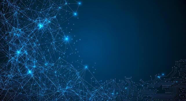 Abstract Blue Network and Circuit Board Background Future Technology AI Data Science and Connectivity photo