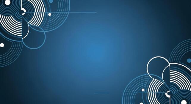 Abstract Blue Geometric Background with Concentric Circles and Lines Modern Tech Design photo