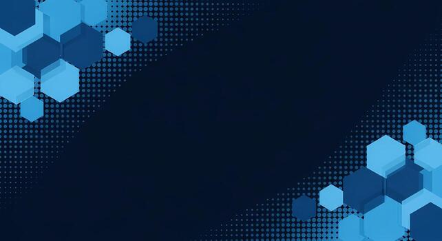 Abstract Blue Hexagon Digital Background with Halftone Dots and Copy Space photo