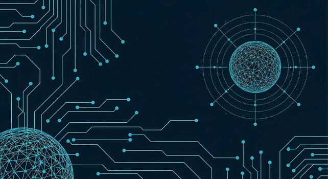 Futuristic Digital Network Globe and Circuit Board Abstract Concepts of Global Technology and Connectivity photo