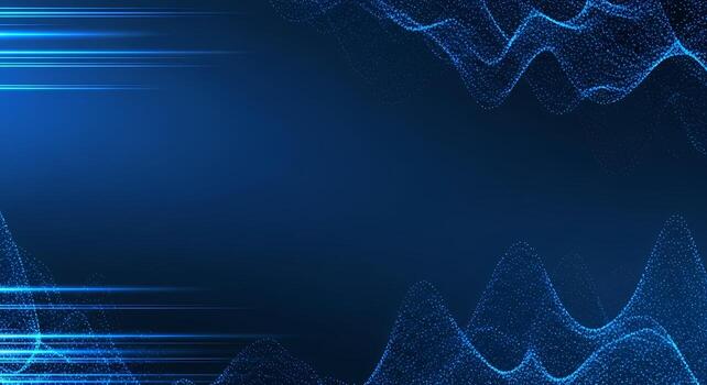 Abstract Blue Digital Waveform and Glowing Lines Background Futuristic Technology and Data Visualization photo