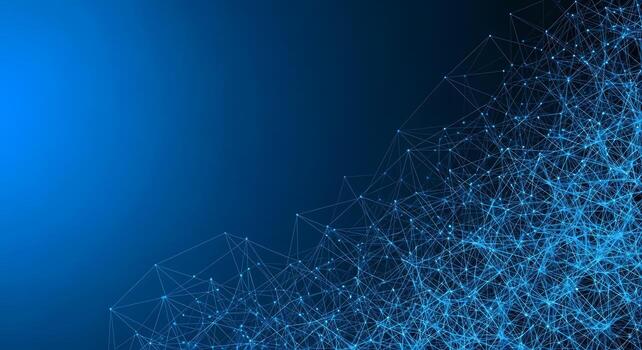 Abstract Blue Network Connections Background with Glowing Nodes and Lines Digital Technology Concept photo