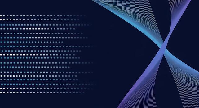 Abstract digital background with futuristic data flow and glowing gradient curves on dark blue photo