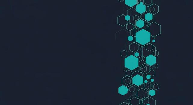 Modern Geometric Hexagon Pattern Background in Teal and Dark Blue Abstract Technology and Science Design photo