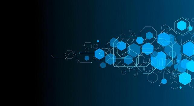 Abstract Blue Hexagon Network Background Futuristic Technology and Data Connection Concept photo