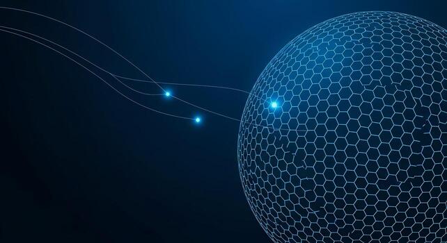 Futuristic Digital Network Sphere with Data Transfer Abstract Technology Background photo