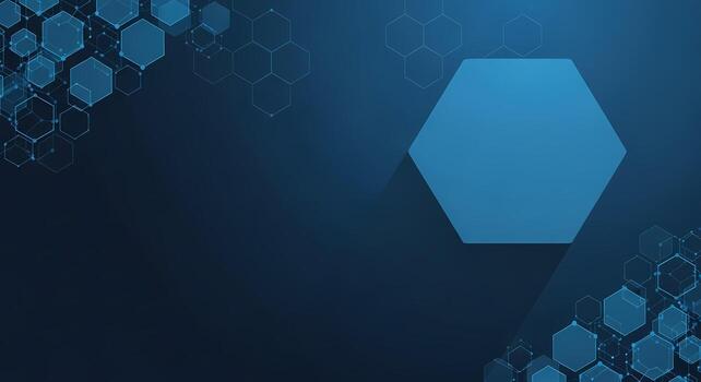Abstract Blue Hexagon Network Technology Background Futuristic Geometric Science and Data Connection photo