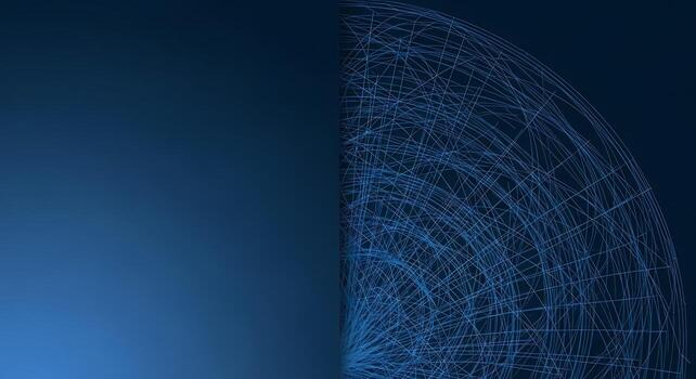 Abstract Blue Network Globe Wireframe Sphere on Dark Background Data Connectivity Technology Global Network Concept photo