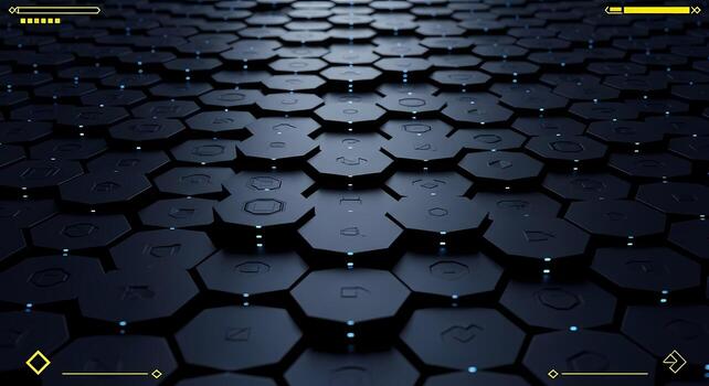 futurista hexagonal digital red antecedentes oscuro resumen tecnología modelo con brillante azul luces foto