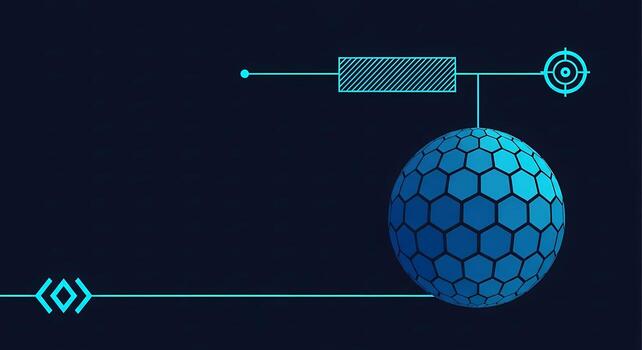 Futuristic Global Network Connection Digital Globe with Circuitry and Target Symbol on Dark Blue Background photo