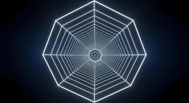 Abstract Neon Octagon Tunnel Infinite Loop Motion Background Futuristic Sci Fi Digital Art photo