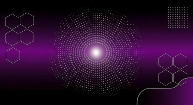 Abstract Digital Burst with Hexagons and Dots on Gradient Purple Background Technology and Science Concept photo