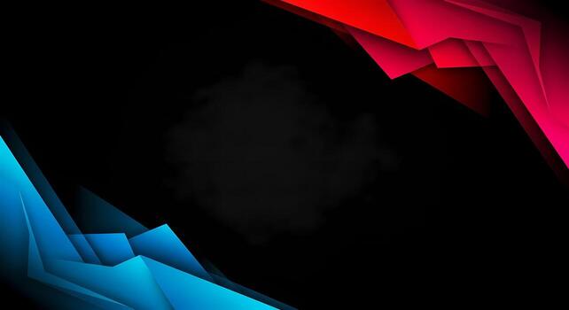 Abstract Geometric Background with Blue and Red Sharp Edges on Black Modern Design Futuristic Dynamic Motion Tech Style photo