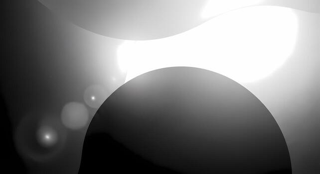 Abstract Black and White Background with Lens Flare and Soft Light Bubbles Perfect for Tech Science and Corporate Design photo