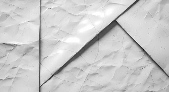 Abstract White Crumpled Paper Background Texture with Overlay Lines and Shadows, textured photo
