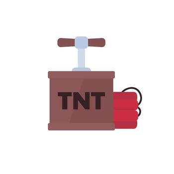 TNT explosive icon, dynamite with detonator flat design vector