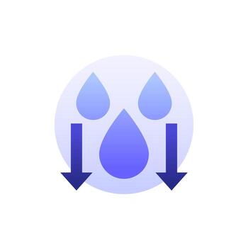 Reduce water consumption icon, low water usage design vector
