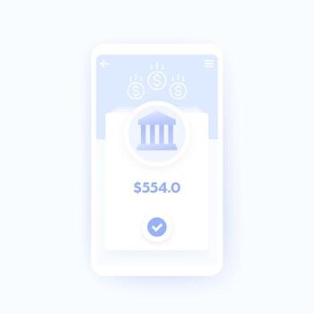 bancario aplicación, pagos y finanzas, móvil ui diseño vector