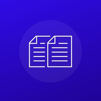 file copies icon, duplicate of document line design vector