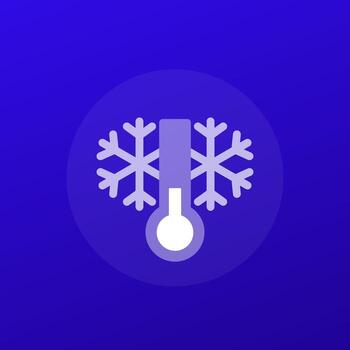 Cold temperature icon with a thermometer, transparent design vector