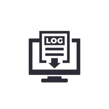 LOG file download icon with computer vector