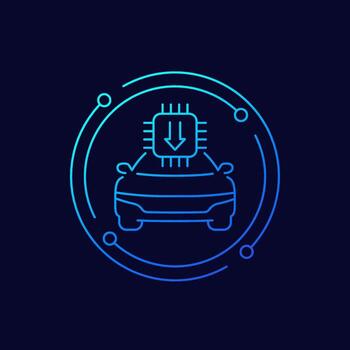 car firmware update icon in linear design vector