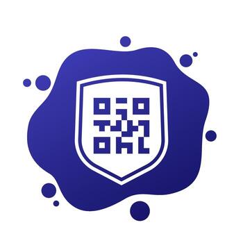 Secure qr code payment icon with shield, vector