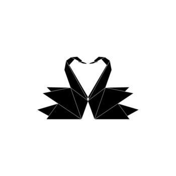 Pair Swan Shape Inspired by Origami Form, can use for Logo Gram, Pictogram, Bird Figure, Website, Apps, or Graphic Design Element. Size Editable vector