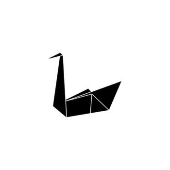Swan Shape Inspired by Origami Form, can use for Logo, Pictogram, Bird Figure, Website, Apps, or Graphic Design Element. Black White, Flat Style and Editable vector