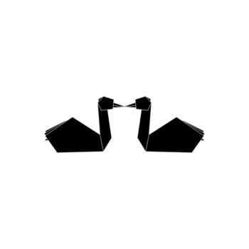 Pair Baby Swan Shape Inspired by Origami Form, can use for Logo, Pictogram, Bird Figure, Website, Apps, or Graphic Design Element. Editable vector