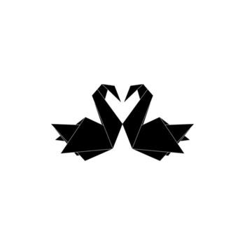 Pair Swan Shape Inspired by Origami Form, can use for Logo Gram, Pictogram, Bird Figure, Website, Apps, or Graphic Design Element. Color Editable vector